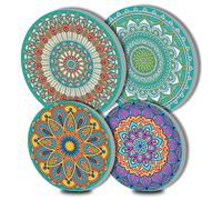 Lot de 4 couvre-plaques ronds en métal Mandala pour cuisinière électrique brûleur supérieur protection de four à gaz accessoires de cuisine table de cuisson moderne décoration de cuisine décorative