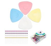Lot de 4 craies de couture avec 100 épingles, craie pour tissu multicolore, en forme de triangle pour couture, marquage de tissu, bas