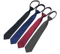 Lot de 4 Cravates Homme/Femme Réglables Cravate Cousue Main avec Fermoir 8x45mm (Noir/Bleu Marine/Gris Anthracite/Bordeaux 45cm) - Pour Mariage,Funérailles,Bureau & Soirée