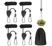 Lot de 4 crochets à cliquet avec crochets, 2,4 m, tendeur de corde réglable, avec sac de rangement étanche, cliquet à corde réglable pour ventilateur de plantes, lumière, plantes d'intérieur