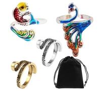 Lot de 4 Crochets à Tricoter Réglables Avec Sac de Rangement - Accessoires de Crochet en Métal pour Tricot à la Main - Anneaux de Serrage et Outils