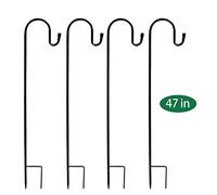 Lot de 4 Crochets de Berger en Fer de 120 cm - Crochets de Jardin en métal - Super Solides et résistants à la Rouille - Simples - Conviennent pour Les Jardins,Les paniers à Plantes - Noir