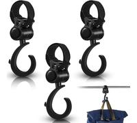 Lot de 4 crochets de déambulateur à suspendre multi-usages avec rotation à 360 ° pour sac à langer pour déambulateur, béquilles, fauteuil roulant, chariot de courses, siège arrière de voiture,