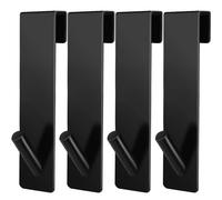 Lot de 4 crochets de douche améliorés en acier inoxydable sans perçage pour paroi en verre, porte-serviettes, paroi de douche avec tapis de protection, porte-serviettes, paroi en verre (robuste et