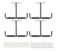 Lot de 4 crochets de rangement en métal pour plafond de garage, muraux, crochets de plafond, crochets utilitaires robustes, support d'échelle pour vélo, outils en bois et autres objets encomb