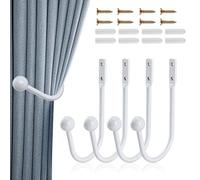 Lot de 4 crochets de rideaux en alliage d'aluminium, embrasses de rideaux blanches, embrasses de rideaux pour fenêtres, attaches de rideaux pour rideaux