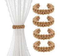 Lot de 4 Crochets de Rideaux tressés bohèmes, Articles de Maison élégants et compacts, Accessoires de Rideaux rustiques élégants, Accessoires décoratifs Faits à la Main pour Maison/Chambre à Coucher