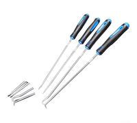 Lot de 4 crochets d'extraction de joint d'huile avec 4 outils fonctionnels dont des barres de levier incurvées et droites pour une utilisation en atelier (200 mm)