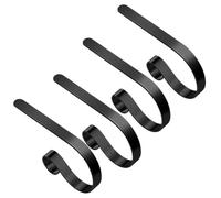 Lot de 4 crochets élégants en fer noir pour chaussettes de Noël avec coussinets antidérapants pour accrocher une cheminée en toute sécurité, supporte des bas lourds jusqu'à 4,5 kg, design classique