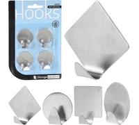 Lot de 4 crochets en acier inoxydable autocollants (différents motifs)