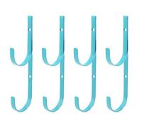 Lot de 4 crochets en métal pour mât de piscine, écumoire, râteau à feuilles, filet de rangement, brosse compatible avec clôture, terrasse, mur en béton (bleu)