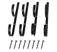 Lot de 4 crochets en métal pour poteaux télescopiques, support résistant à la rouille pour filet d'écumoire, pour râteau à feuilles, brosse, crochet de clôture robuste pour jardin (noir)