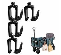 Lot de 4 crochets latéraux pliables pour chariot utilitaire, crochets de rangement robustes pour camping, plage, épicerie, compatibles avec chariot Wonderfold (noir)