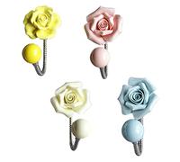 Lot de 4 crochets muraux colorés en céramique pour chambre à coucher, salle de bain, entrée - Cintres élégants pour manteaux, serviettes, clés, sacs - Parfait pour la décoration des filles