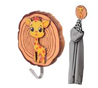 Lot de 4 crochets muraux de dessin animé - Crochets adhésifs en bois avec adorable motif animal, mini support de décoration | Rangement pour clés, serviettes, manteaux, chapeaux pour couloir, chambre