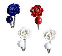 Lot de 4 crochets muraux décoratifs en céramique pour chambre à coucher, salle de bain, entrée - Parfaits pour chambre de fille, sac à clés, nizer