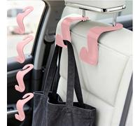 Lot de 4 crochets pour appuie-tête de voiture, organiseur de rangement pour dossier de siège, supports de sac multi-usages pour sacs à main, manteaux et courses, rose