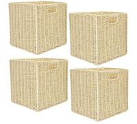 Lot de 4 cubes de rangement tressés pliables Beige, L. 30 x l. 30 x H. 30 cm