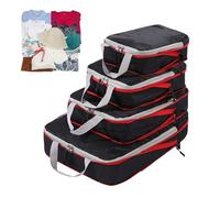 Lot de 4 cubes d'emballage - Bagages, voyage | Nylon imperméable, compression en trois étapes, sacs de valise, sacs de rangement pour vêtements, chaussures, cosmétiques, articles de toilette