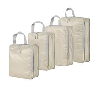 Lot de 4 cubes d'emballage de compression pour valise, sacs de rangement extensibles pour bagages, accessoires de voyage (beige)