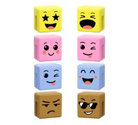 Lot de 4 cubes d'humeur pour bas de Noël pour adolescents, garçons et filles - Pour CALDEVER Mood Moves Series Thumbs Up Lazy - Cadeau amusant - Jaune, marron, bleu et rose