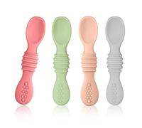 Lot de 4 Cuillère en Silicone pour Bébé, Sans BPA Cuillère pour Bébé Premier Âge Baby Spoon Silicone pour Bébé de 6 à 12 Mois(Couleur Claire)