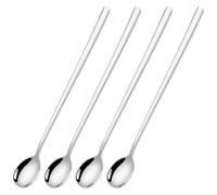 Lot de 4 Cuillères à Acier Inoxydable à Long Manche 24 cm,Qualité Supérieure Agitateur à Café Idéales pour Latte Café Boissons Chaudes Cocktails Desserts et Crème Glacée,Passe au Lave Vaisselle