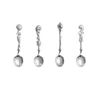 Lot de 4 cuillères à café antiques à dessert sur le thème des océans, cuillère à café créative avec poignée pour remuer, petites cuillères à crème glacée, couverts de table, cuillère à dessert, outils
