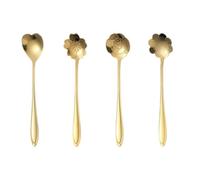 Lot de 4 cuillères à café dorées à manche long de 17,8 cm pour expresso, café, crème glacée, thé, dessert