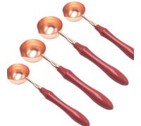 Lot de 4 cuillères à cire de 10,2 cm avec poignée en bois peint pour cachet de cire, enveloppes, projets artistiques, rouge (cuillère)