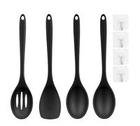 Lot de 4 cuillères à mélanger en silicone avec cuillères à fente, spatule et 2 cuillères mélangeuses, anti-adhésives et résistantes à la chaleur, pour mélanger, remuer