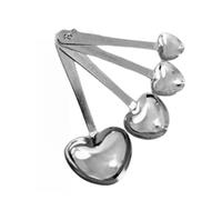 Lot de 4 cuillères à mesurer en acier inoxydable en forme de cœur