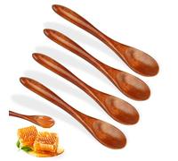 Lot de 4 cuillères à miel en bois fabriquées à la main - Petites cuillères à soupe naturelles Nanmu - Pour mélanger la cuisson du miel, du chocolat chaud, du thé, du café