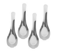 Lot De 4 Cuillères À Soupe Robustes En Acier Inoxydable À Fond Plat Pour Soupes Céréales Et Plats Asiatiques