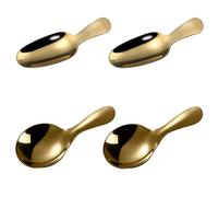 Lot de 4 cuillères à thé à manche court en acier inoxydable - Mini cuillère à café pour crème glacée - Petites cuillères pour thé, feuilles, grains de café, bonbons, lait en poudre