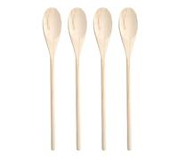 Lot de 4 cuillères de cuisine en bois de hêtre - Set d'ustensiles pour cuisiner, rôtir et cuire au four - 30,5 cm Design en une seule pièce - Accessoires anti-rayures - Pelle