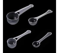 Lot de 4 cuillères doseuses transparentes - 10 g - 5 g - 3 g - 1 g - En poudre de protéines - Cuillères à lessive - Cuillères à lait en poudre - Doseur transparent