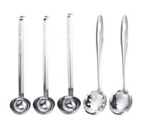 Lot de 4 cuillères en acier inoxydable, 1 écumoire, cuillère avec poignée à crochet, cuillère à once, cuillère à long manche, cuillère mélangeur, cuillère à sauce, ustensiles de cuisine
