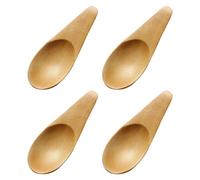 Lot de 4 cuillères en bois pour épices, café, sel et dessert, mini cuillères adaptées pour la cuisine