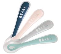 Lot de 4 cuillères en silicone 2e âge bleu, rose et vert d'eau
