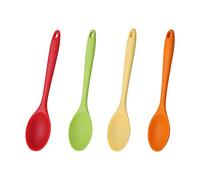 Lot de 4 cuillères en silicone pour la cuisine, grandes cuillères à mélanger en silicone, antiadhésives, résistantes à la chaleur, 4 couleurs d'ustensiles de cuisine pour mélanger la pâtisserie,