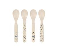 Lot de couverts bébé Lassig - Lot de 4 cuillères Little Water Baleine beige