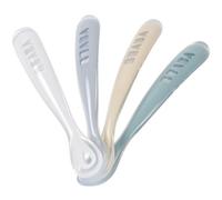 Lot de 4 cuillères silicone 1er âge Set Galet Bleu nuage Bleu baltique Argile