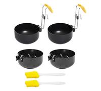 Lot de 4 cuiseurs à œufs pochés compacts avec revêtement résistant à la chaleur, crochet de suspension pliable et rangement portable pour œufs à la coque avec crochet
