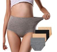 Lot de 4 culottes confortables pour femme Taille haute sans couture, Noir , XL