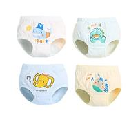 Lot de 4 culottes en coton pour enfants et tout-petits, bébés, filles, garçons, avec impression de dessin animé, bleu, 4-5 ans