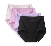Lot de 4 culottes en coton pour femme - Grandes tailles - Culotte stretch - Taille moyenne - Culotte douce et confortable - Respirant - En coton, Noir , XL