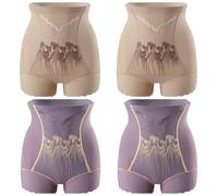 Lot de 4 Culottes gainantes Taille Haute imprimées en 3D pour Femme, sans Coutures et Respirantes(4pcs-f,XXL)