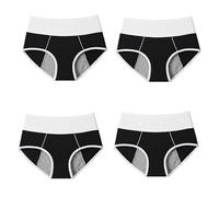 Lot de 4 culottes menstruelles taille haute anti-fuites for femmes, culottes menstruelles élargies en coton physiologique, grandes tailles.(Set3,M)