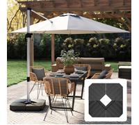 Lot de 4 dalles de lestage pour parasol déporté, remplissables eau ou sable, jusqu'à 80 kg, noir